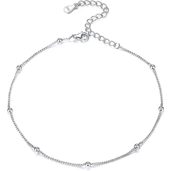 925 Sterling Silver Ankle Bracelet for Women, Simple Cuban Link/Figaro/Twisted - Picture 8 of 14